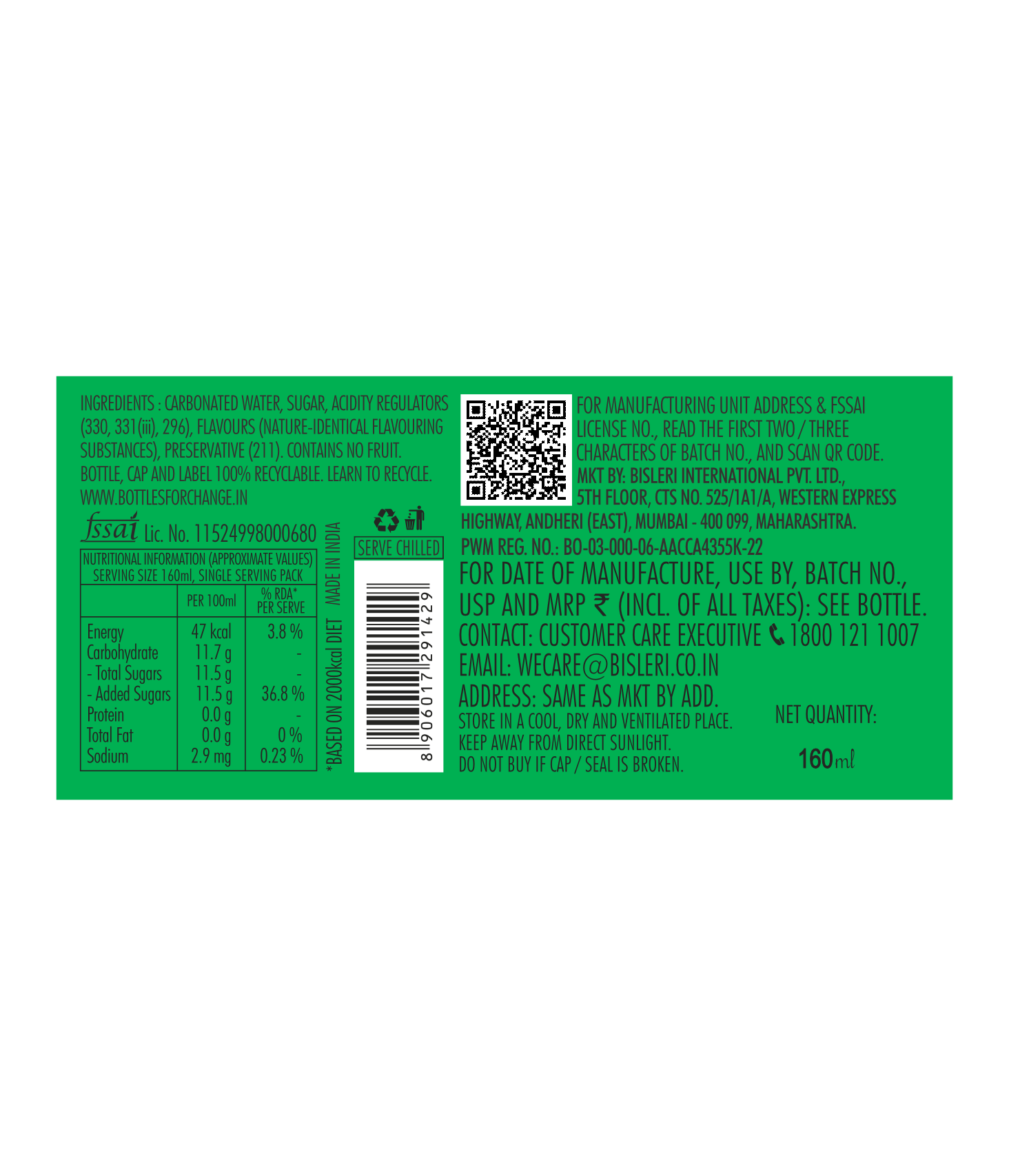 Bisleri Limonata 160 ML
